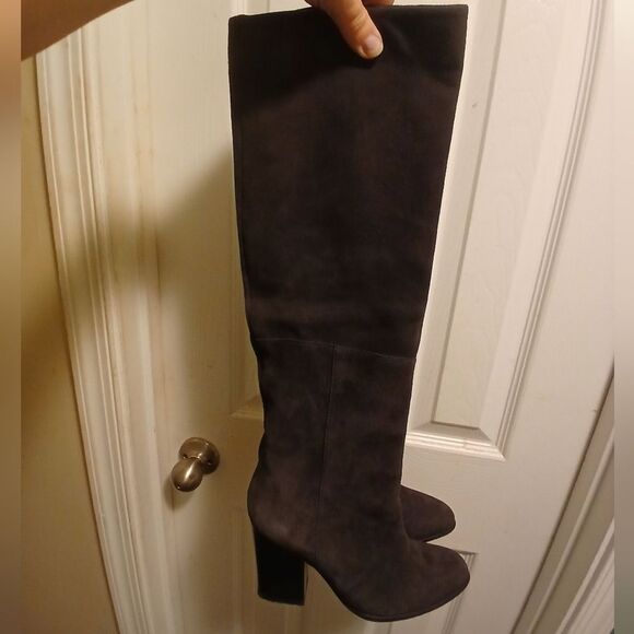 Stuart Weitzman Gray Heeled Boots with Block Heel - Picture 1 of 8